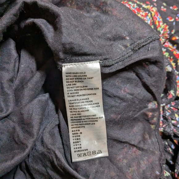 Free People Black with Red and Pink Delicate Floral Patterned Maxi Dress - Picture 12 of 15